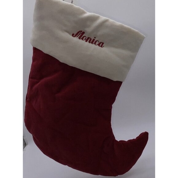 Pottery Barn Monica Mini Velvet Holiday Jester Elf Stocking Monogrammed Xmas - Picture 8 of 10